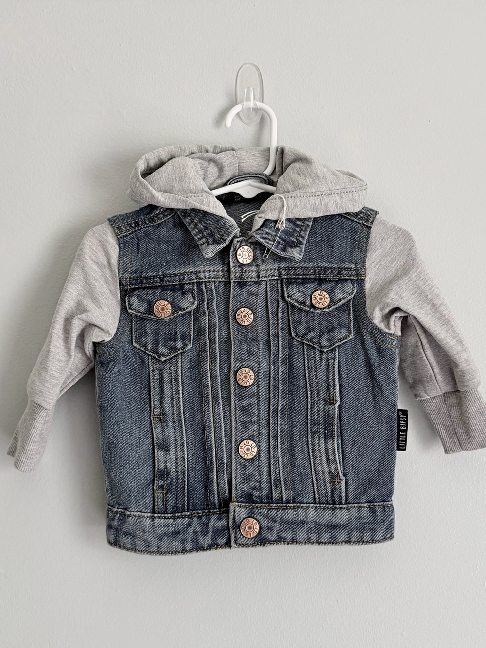 Little Bipsy Blue Denim Jacket + Hoodie NWT 3-6M